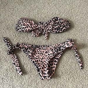 Cheetah bikini set never worn size small